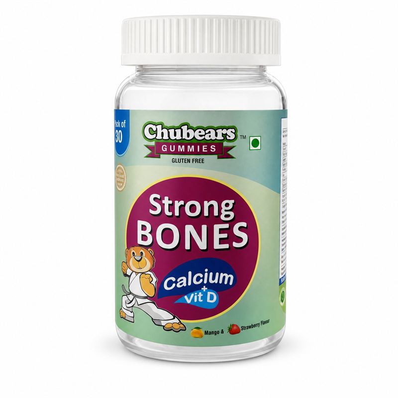 Chubears Strong Bones Calcium + Vitamin D gummies, bottle of 30